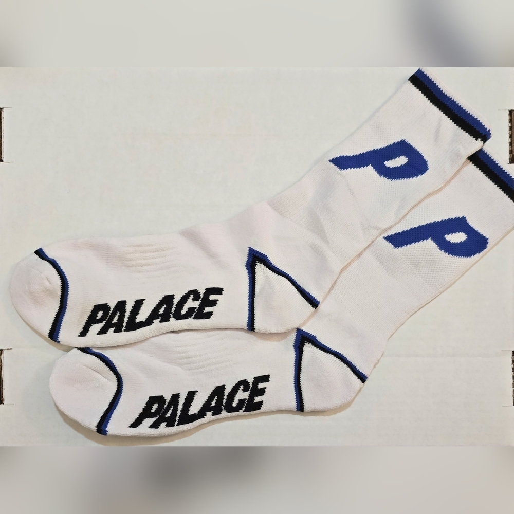 Palace P Tip Sock 'White' - Blue and White - One Size